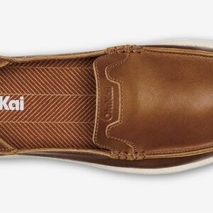 OluKai Men's Brown Leather Slip-Ons